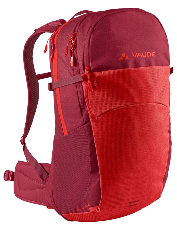 VAUDE Wanderrucksack Wizard Rot 24+4, wasserabweisender Rucksack Damen & Herren, komfortabler Trekkingrucksack mit durchdachtem Tragesystem & praktischer Fächeraufteilung