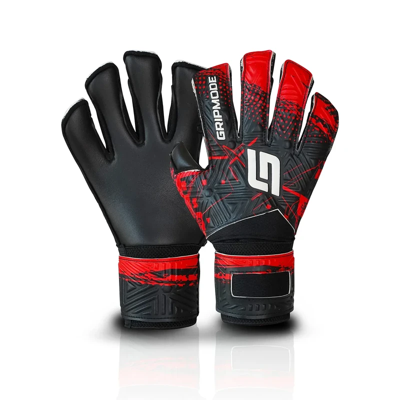 GRIPMODE Torwarthandschuhe Kinder mit Fingersave Junior Red - Torhüter Handschuhe mit einzeln entnehmbarem Fingerschutz - Fußball Torwarthandschuhe mit Belag aus Latex für Guten Grip - Größe 4