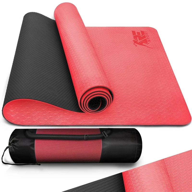 RE:SPORT Yogamatte mit Tragetasche | Gymnastikmatte rutschfest | Fitnessmatte schadstofffrei | Trainingsmatte mit Tragegurt Phthalatfrei 183 x 61 x 0,6 cm