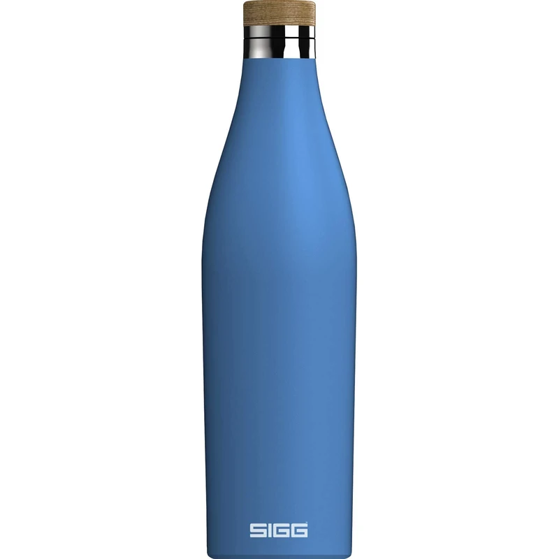 SIGG Meridian Electric Blue Trinkflasche (0.7 L), auslaufsichere Trinkflasche aus Edelstahl mit Bambus, Isolierflasche für kalte und heiße Getränke