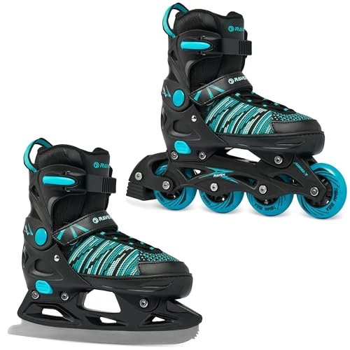 RAVEN 2in1 Schlittschuhe Inline Skates Inliner für Kinder und Erwachsene verstellbar (Vella Black/Mint, 37-40 (23,5-26cm))