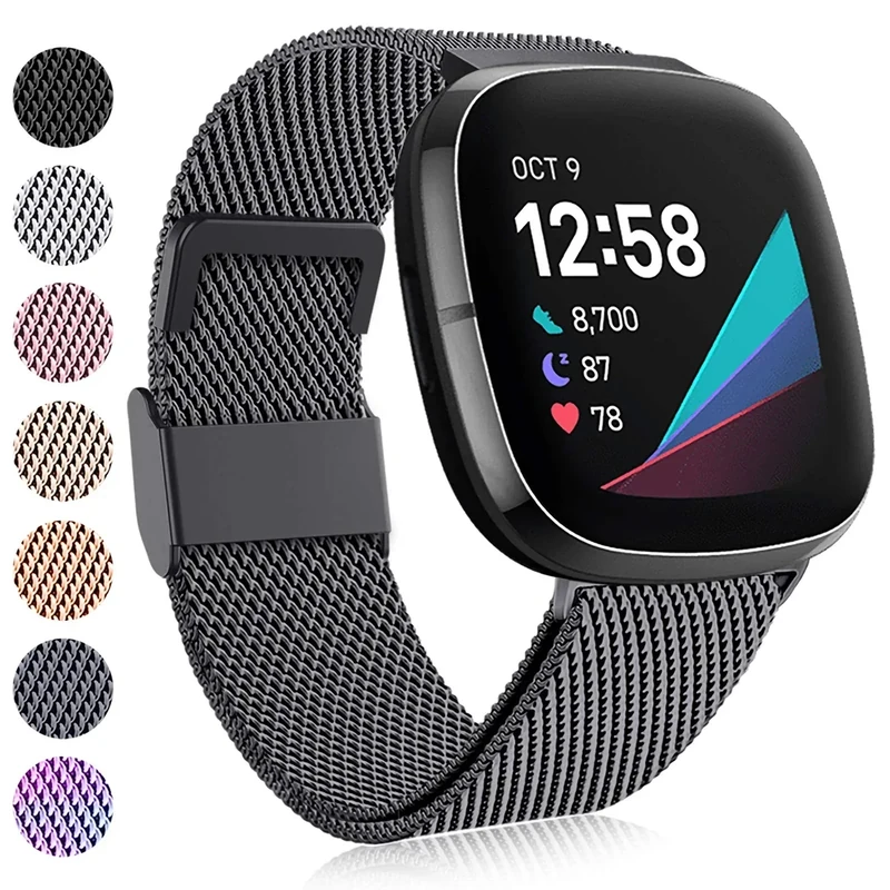 Faliogo Kompatibel mit Fitbit Versa 3/4/Sense Armband, Verstellbares Edelstahl Metall Ersatzarmband mit Magnetverschluss für Versa 4/3/Sense 2, Large Space Grey - Image 1
