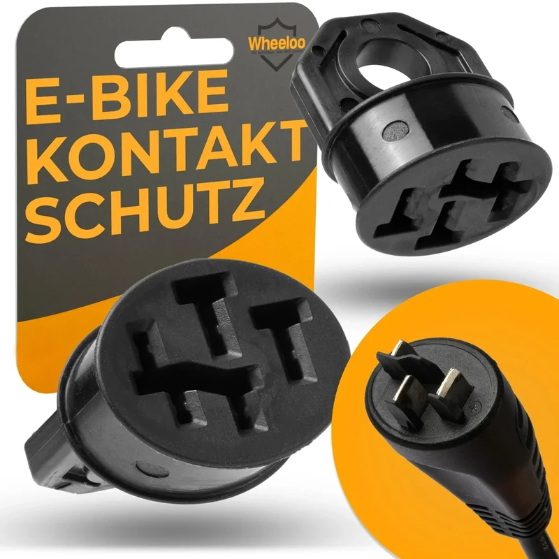 Wheeloo Kontaktschutz Abdeckung für Bosch E-Bike I 2er Set I Schwarz I Orange I eBike Akku Zubehör I Ladekabel Pin Schutz gegen Regen, Schmutz und Dreck (Schwarz)
