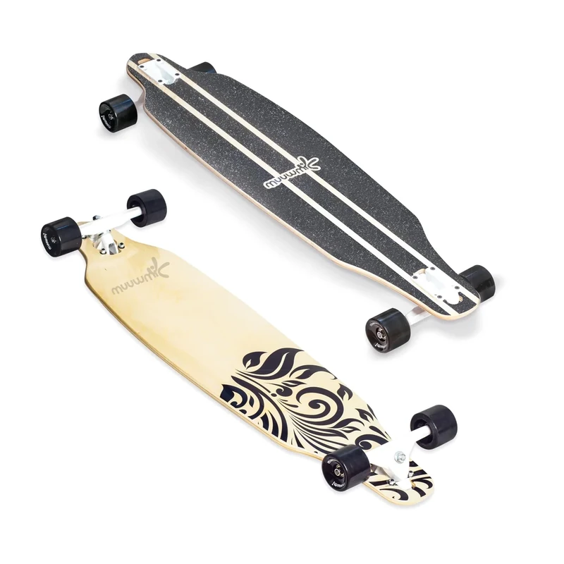muuwmi Longboard Wood - ABEC 7 Kugellager - Deck 97x23 cm - Rollen 65x51 mm - max. 100kg