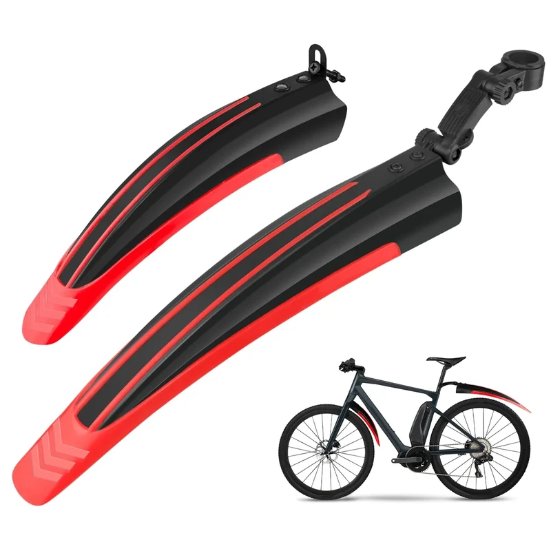 Ledeak Fahrrad Schutzblech Set, Verstellbare Universal Rennrad Vorne Hinten Fahrradschutzblech Mountainbike Fahrrad Kotflügel Steckschutzblech Zubehör für MTB Citybike 20-26 Zoll Räder (Rot)