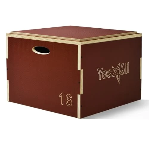 Yes4All EM1K 3 In 1 Plyo Box aus Holz mit rutschfester Oberfläche, 40,6 cm H, Plyometric Box Plattform für Sprungtraining, Jump Boxes für Home Gym Übung und Outdoor Workout, Rot