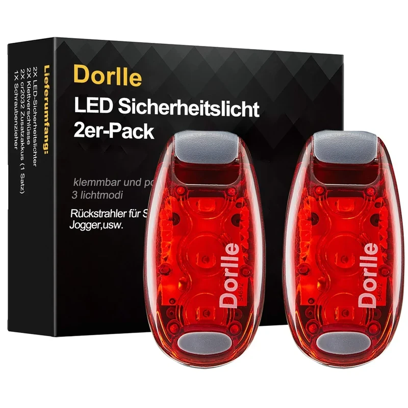 Dorlle LED Sicherheitslicht Blinklicht Schulranzen 2er Set， Blinkende Warnleuchte für Laufen， Kindersicherheit Rucksack Sportbeutel， mit Armband， Haustiere， Rot