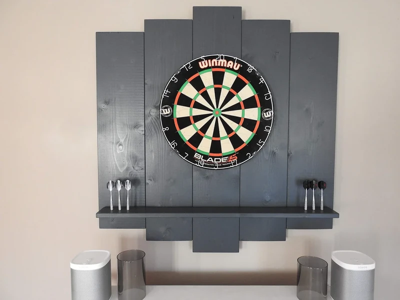 Wooden Dartboard Surround | Premium Dart-Wandschutz & Tablet-Halter | Powered by Maximiser Max HOPP (Catchring, Dart Umrandung) (OHNE Tablet-Halter, Anthrazit)