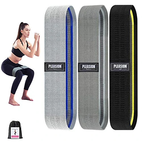 PLEASION Resistance Bands Fitnessband, Fitnessbänder Stoffbänder 5er Set, Widerstandsbänder für Krafttraining Muskelaufbau Hip Beintraining, Gymnastikband für Workout Yoga Pilates