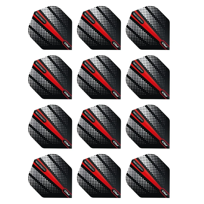 RED DRAGON Hardcore Radical Red Flash Dart Flights - 4 Sets Per Pack (12 Dart Flights in total)