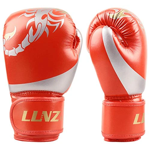 Luniquz Boxhandschuhe für Kinder und Erwachsene Kickboxen, schwere Boxsackhandschuhe für Männer und Frauen, Youth MMA, Sparring, Muay Thai, 170 g, Rot