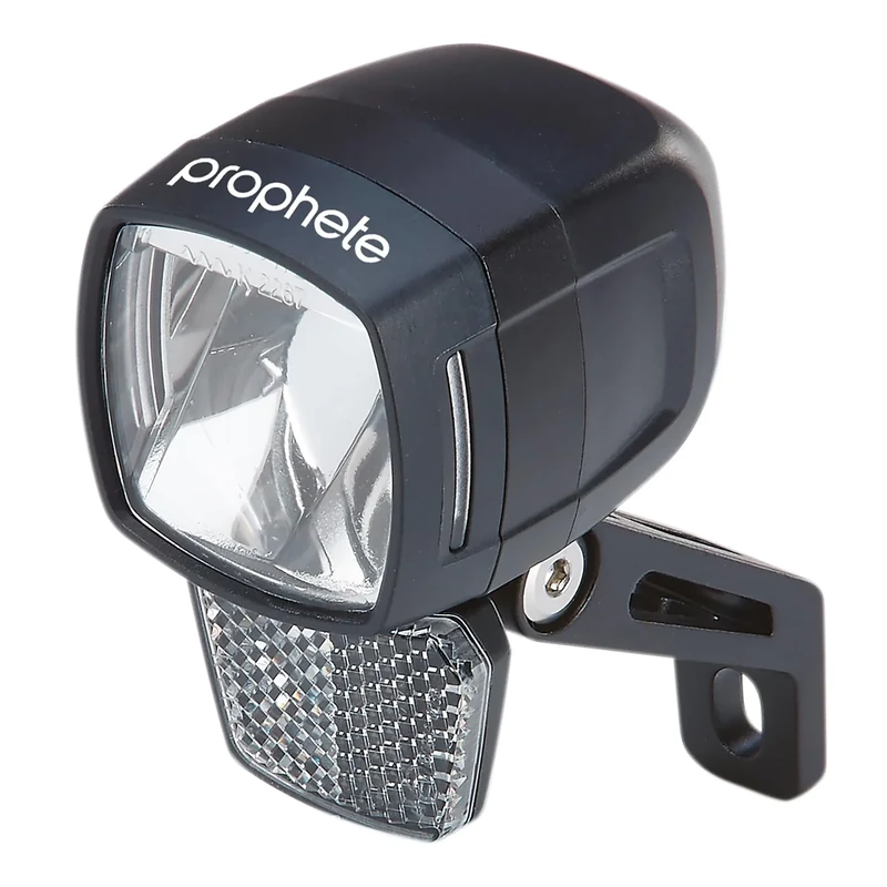 Prophete LED-Scheinwerfer 120 Lux | Fahrradbeleuchtung | Aluminium | OSRAM LEDs | für E-Bike (6-48 V) | inkl. Halterung | Seitliche Sichtbarkeit - Image 1