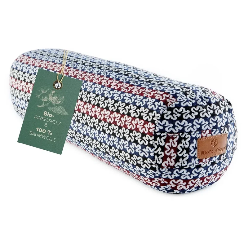 #DoYourYoga Zylinder Yogabolster mit Bio-Dinkelspelz (KBA), waschbarer Bezug aus 100% Baumwolle, 68cm x 22cm, Yogakissen Meditations- / Sitz- / Zafukissen für Yin Yoga - Style 17