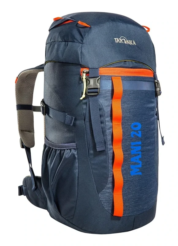 Tatonka Kinderrucksack Mani 20L - Rucksack für Mädchen und Jungen ab 10 Jahren - Inklusive Sitzkissen und mit Reflektoren für gute Sichtbarkeit - Aus recycelten Materialien - 20 Liter Volumen (navy)
