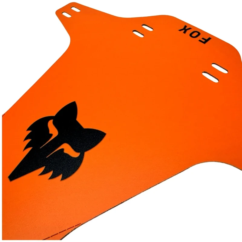 F26 Mud Guard Fahrrad MTB DH FR Ebike kompatibel mit Fox Gabel Spritzschutz Schutzblech (Retro Orange/Logo Schwarz)