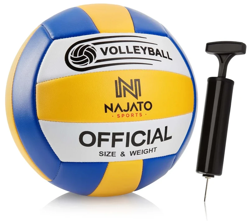NAJATO Sports Volleyball – Langlebiger Beachvolleyball inkl. Ballpumpe – Für den Outdoor & Indoor Bereich