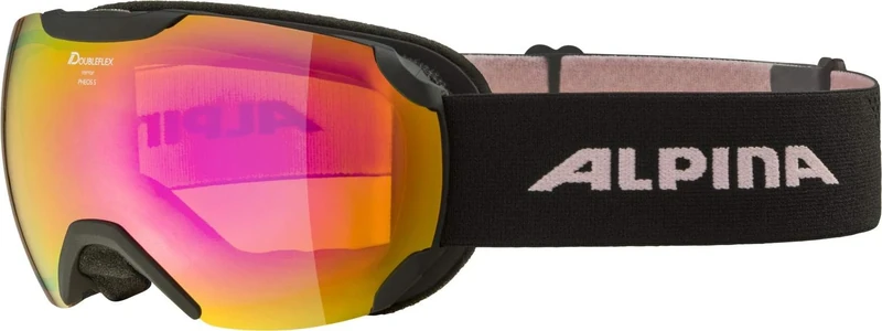ALPINA PHEOS S Q-LITE - Verspiegelte, Kontrastverstärkende Skibrille Mit 100% UV-Schutz Für Erwachsene, black-rose, One Size