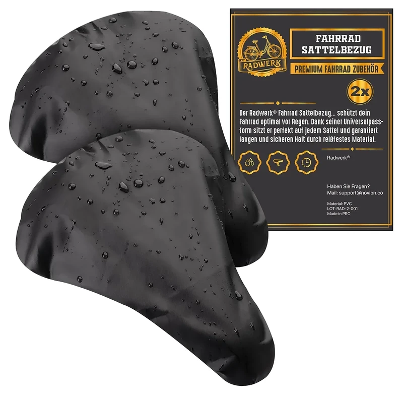 RADWERK® Sattelbezug (2er Set) - Universal-Passform für jedes Fahrrad - Wasserdichter Sattelschutz - Reißfester Überzug für Wind und Wetter