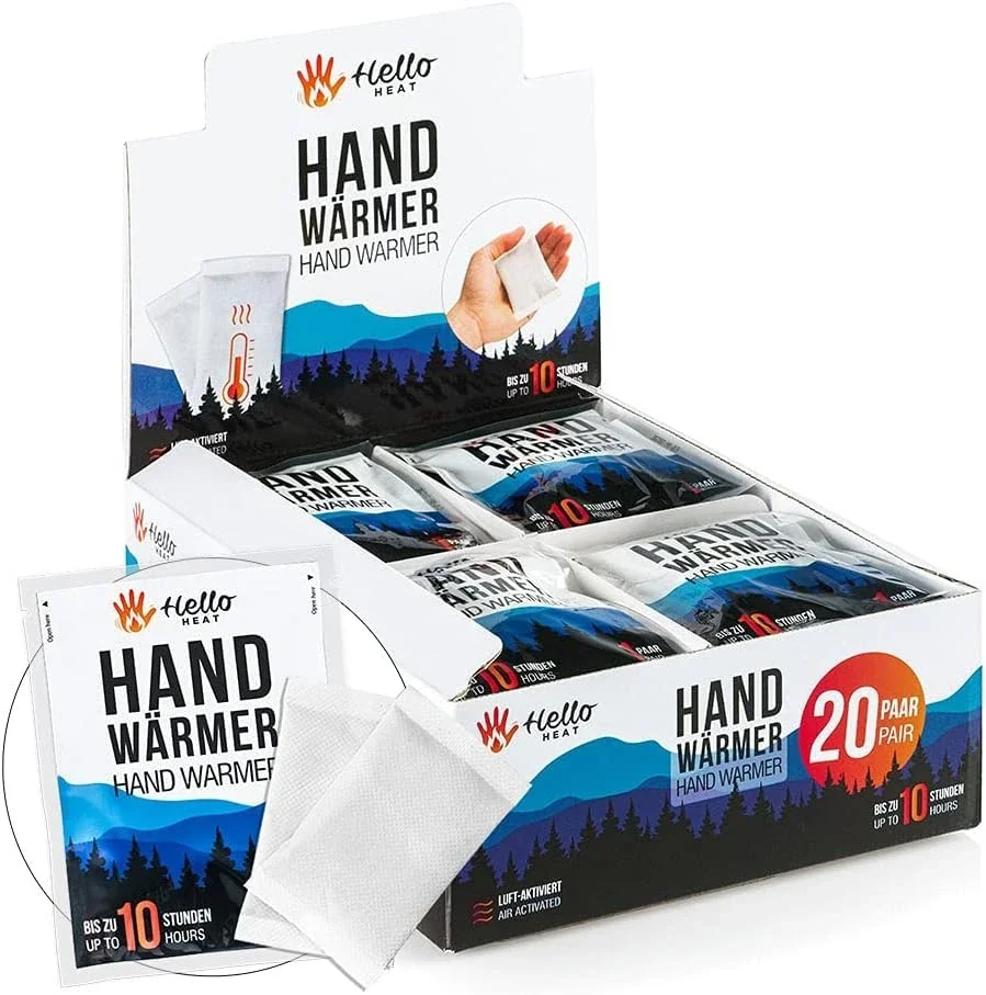 HELLO HEAT -Warmpack- 20 Paar Handwärmer I Wärmepads für 8 Stunden Wärme I Sofort aktivierbare Taschenwärmer I Zuverlässiges, warmes Heatpad – ideal für Jackentasche, Hosentasche & als Handschuhwärmer