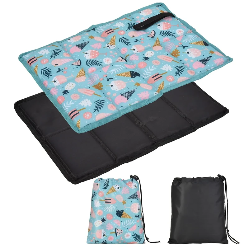 2 Stück Sitzkissen Outdoor Faltbar, Wasserdicht Camping Sitzunterlage Jagd Wandern Camping Sitzunterlage Sitzmatte, Aus Oxford-Stoff mit 2 Transportbeutel, in Schwarz/Blau, Für Erwachsene und Kinder