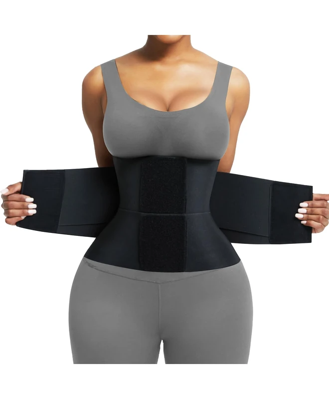 FeelinGirl Damen Waist Trainer Taillenformer Gürtel Bauchweg Shaper Trimmer Bauchgürtel Bauchkontrolle Shapewear Körperformer mit Dreifachumwicklung für Frauen (Schwarz,XL)