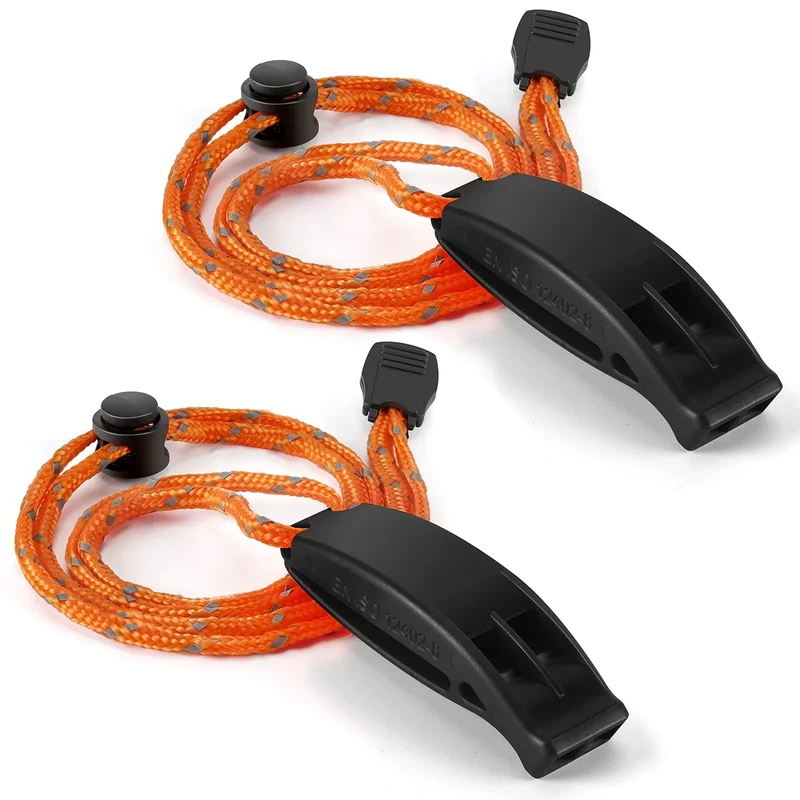 Hipat Notfallpfeife, super laute Sicherheitspfeife mit Lanyard, ideal für Kajakfahren, Bootfahren, Schwimmen, Überleben im Wasser, Wandern, Camping, Klettern (Schwarz)