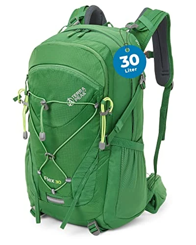 Terra Peak® Premium Wanderrucksack 30L (FLEX 30) Damen Herren Erwachsene mittel grün - Trekking-Rucksack wasserdicht - Outdoor Daypack Reise-Rucksack Trinksystem & Rückenbelüftung Wandern & Radfahren