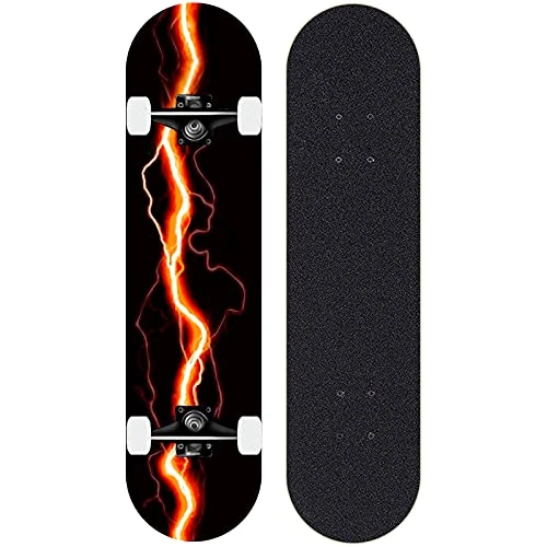 Skateboard lila Blitz, 8-lagiges Ahornbrett, An beiden Enden symmetrisch geneigt, geeignet für Anfänger und Profisportler-Orange