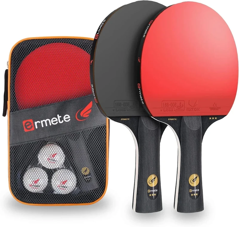 Tischtennis Set, 2 Tischtennisschläger Profi, 3 Tischtennis Bälle und Tragetasche, Ping Pang Set Ideal für Anfänger, Familien und Profis