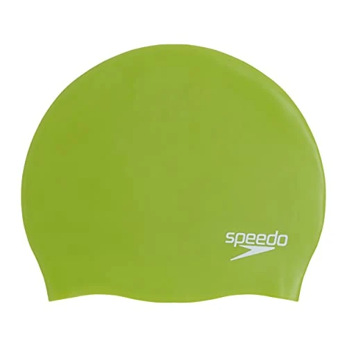 Speedo Unisex Plain Moulded Silicone Swimming Cap | Tried and Trusted, Atomic Lime, One Size