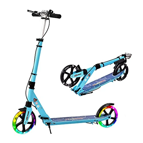 TENBOOM Roller Kinder 10 Jahre, Aluminium Tretroller klappbar Cityroller Höhenverstellbar, Roller Kickscooter mit handbremse und Glocke für Kinder 8 Jahre und Erwachense