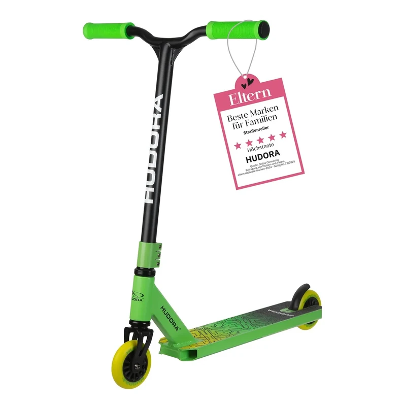 HUDORA Stunt Scooter Kinder - Hochwertiger Stunt Roller für Kinder von 6 - 10 Jahren I Robuster Freestyle Scooter mit 360°-BMX-Lenkung - Kindgerechter Trick Roller für bis zu 100 kg