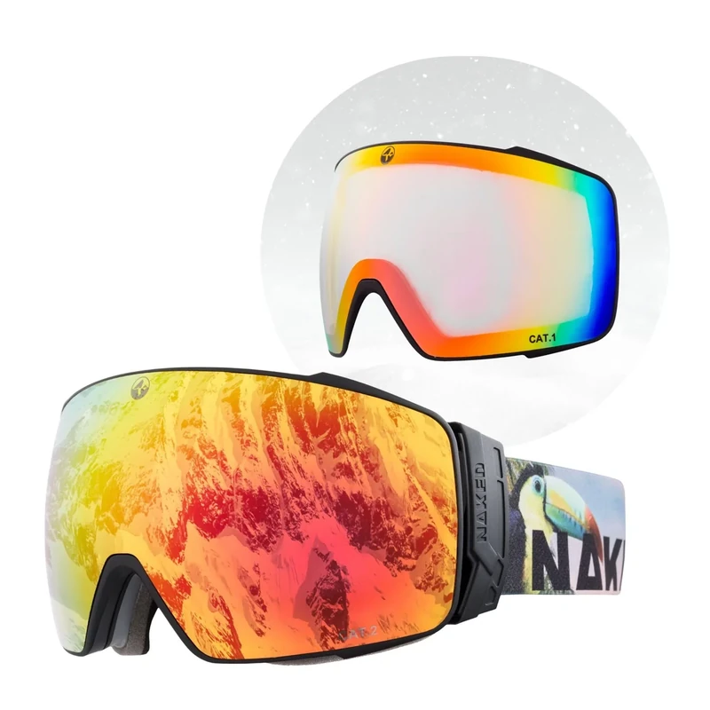 The STORM Skibrille Männer, Ski Brille Frauen, Snowboardbrille, Skibrille mit optionalen Wechselgläsern für schlechtes Wetter, Schneebrille, Skiing Goggles (Tucan inkl. Schlechtwetterglas)