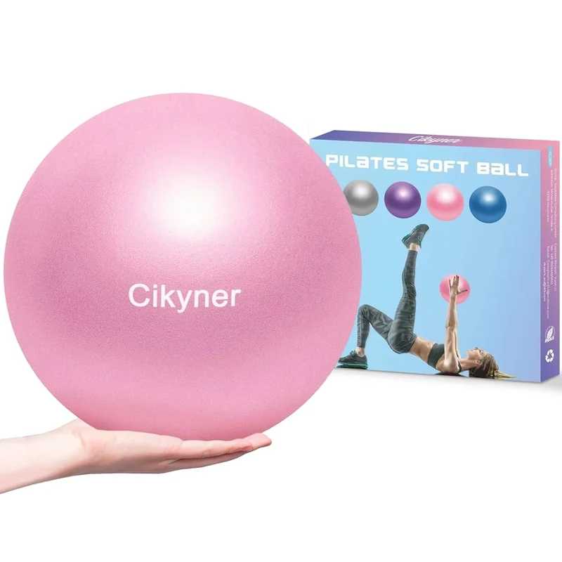 Cikyner Gymnastikball Klein, 23-25 cm Soft Pilates Ball mit aufblasbarem Strohhalm für Pilates, Yoga, Ganzkörpertraining, Verbesserung des Gleichgewichts zu Hause im Fitnessstudio und im Büro