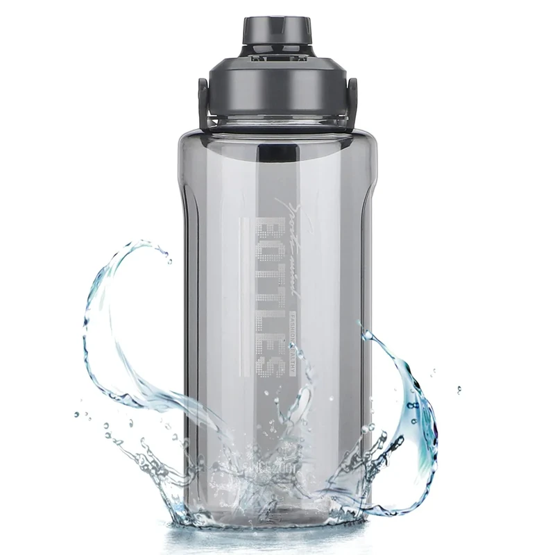 Olerd 2Liter Trinkflaschen mit Infuser, 2100ML Wasserflasche mit Handle BPA-frei, Auslaufsichere Gym Wasserflaschen Krug mit Deckel für Fitness Sport Camping Fahrrad Yoga Reisen Grau