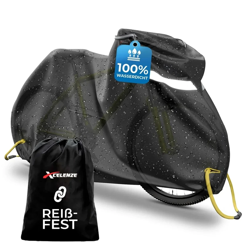Xcelenze - Fahrradabdeckung wasserdicht mit Reflektoren - Reissfest & UV-Schutz | Fahrradgarage Fahrradschutzhülle Fahrradträger Fahrradplane (XL - Erwachsenen Rad)