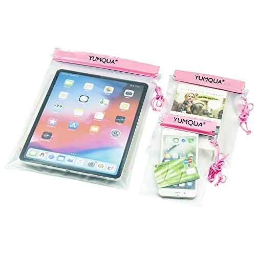 YUMQUA wasserdichte Beutel, Trockene Tasche wasserdichte Tasche für Kameras/Handys/iPad/Dokumententasche, Geeignet für Reisen/Zuhause/Außen/Wassersport (Rosa)