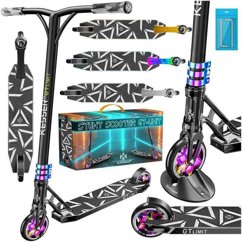 KESSER® Stunt Scooter GT-Limit 360° Lenkung Funscooter Stuntscooter mit Ständer ABEC 9 Kugellagern, 110 mm PU Räder, Kickscooter Tretroller Cityroller Trick Roller für Kinder Erwachsene,