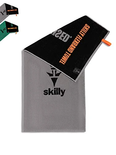 skilly FBT120 Fitness Handtuch I 120x50cm I Designed in Deutschland hergestellt in Portugal I Funktionshandtuch mit Antirutsch- Funktion I Handtuch aus hochwertiger Öko-Tex zertifizierter Baumwolle