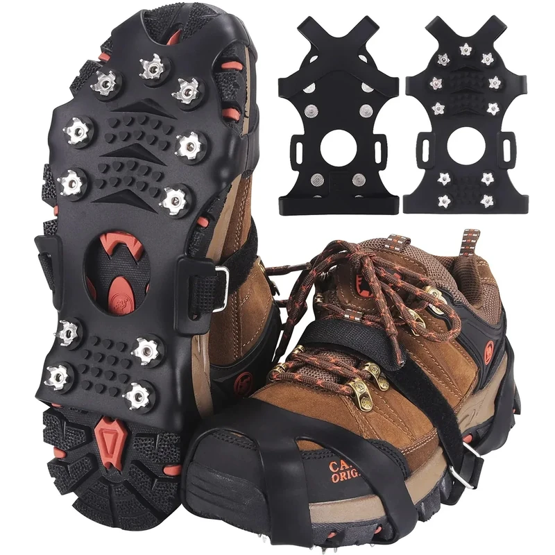 Trusiel Spikes für Schuhe, Schuhspikes 11-Stud Ice Klampen Schuhkrallen Schneeketten Spikes Steigeisen Slip-on Stretch Schuhe Spikes für EIS und Winter Outdoor Sports Klettern （XL）