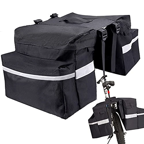 FINEW Fahrrad Gepäckträgertasche 10L Isolierte Stammkühltasche Gepacktraegertasche Multifunktionale Hinter Gepäcktasche Wasserdicht Rücksitztasche mit Regenschutz Reflektierend (Schwarz-30l)