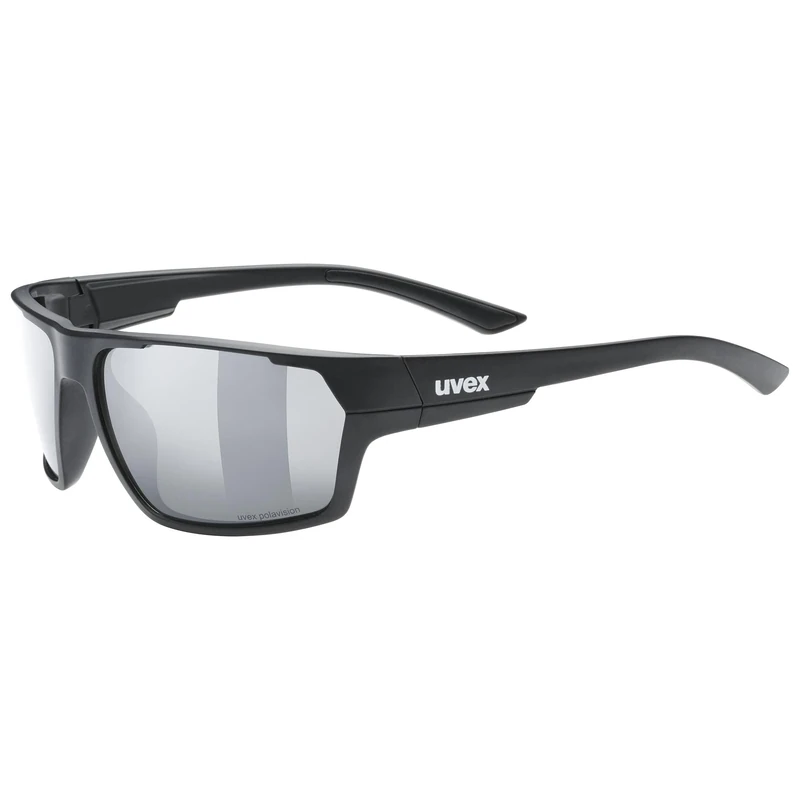 uvex sportstyle 233 P - Outdoorbrille für Damen und Herren - 100% UVA-, B, C Schutz - Polarisationsfilter schützt vor Blendung - black matt/silver - one size