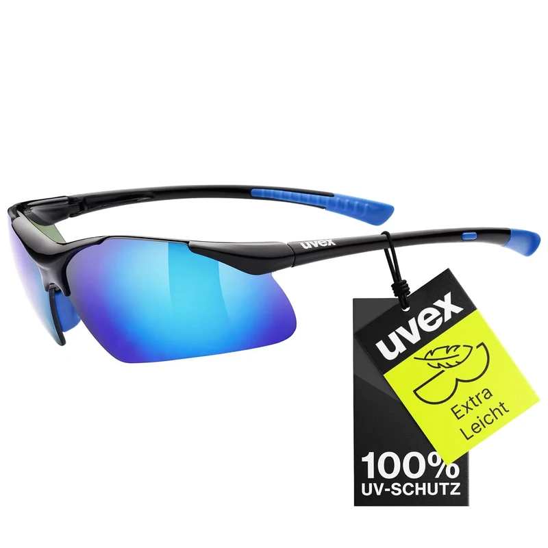 Uvex sportstyle 223 - Sportbrille für Damen und Herren - 100% UVA-, B, C Schutz - druckfreier Sitz & perfekter Halt - black/blue - one size