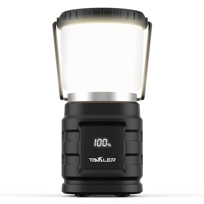 Tavaler Camping Laterne 8000 mAh Akku USB C Aufladbar Campinglampe mit LED Batterieanzeige Bildschirm Camping Licht IP65 Wasserdicht Campingleuchte für Wandern Outdoor, Notfall, Power Bank