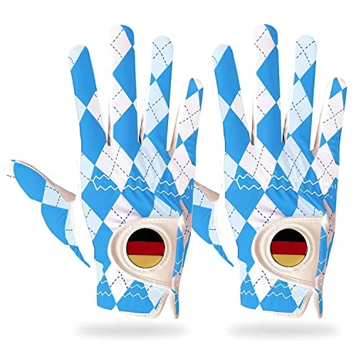 LOVMEAD Golfhandschuhe Herren Rechte Hand Mit Ball Marker 2 Stück, Allwetter Leder Cabretta Griff Golf Handschuh Rechts Hand Weicher Komfort Passform Größe M (Rechte Hand, M)