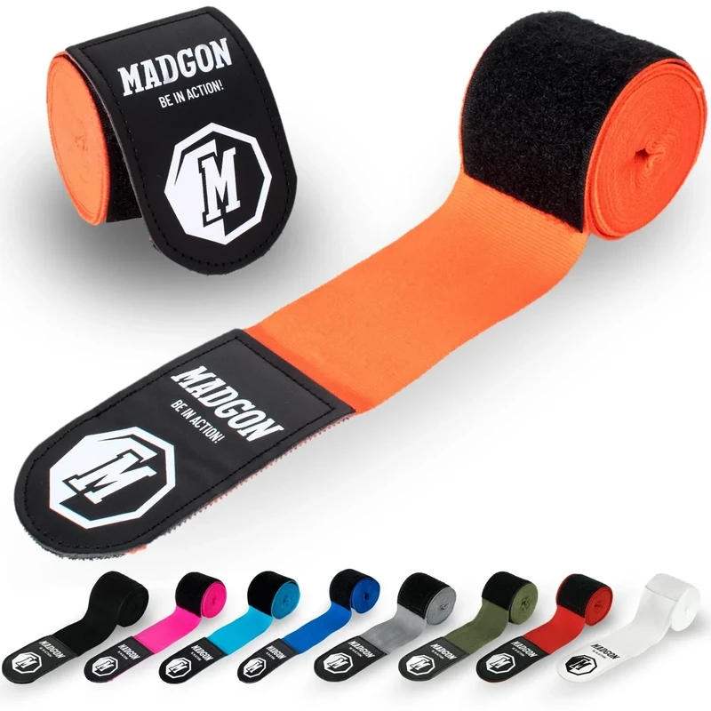 MADGON Boxbandagen mit Daumenschlaufe & starkem Klett | Box Bandage in 3 m / 3,8 m / 4,5 m – ideal für Boxen, MMA, Kickboxen, Training & Sparring | 2er Set