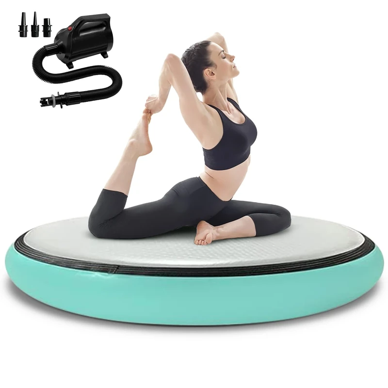 Airspot Air Matte Track 20 cm Höhe, Aufblasbare Gymnastik Tumbling Matten Air Barrel, Durchmesser 100CM Gymnastikmatte mit Pumpe, Turnmatte Trainingsmatte