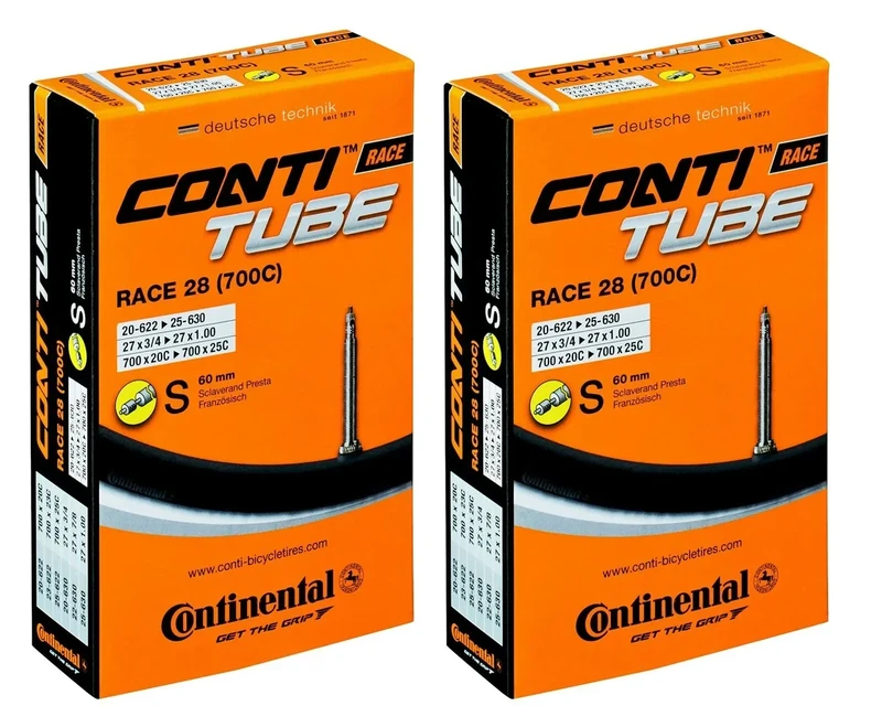 2x Continental Fahrrad Rennrad Schlauch Race 28 Zoll 18-25/622-630 60mm SV, Presta