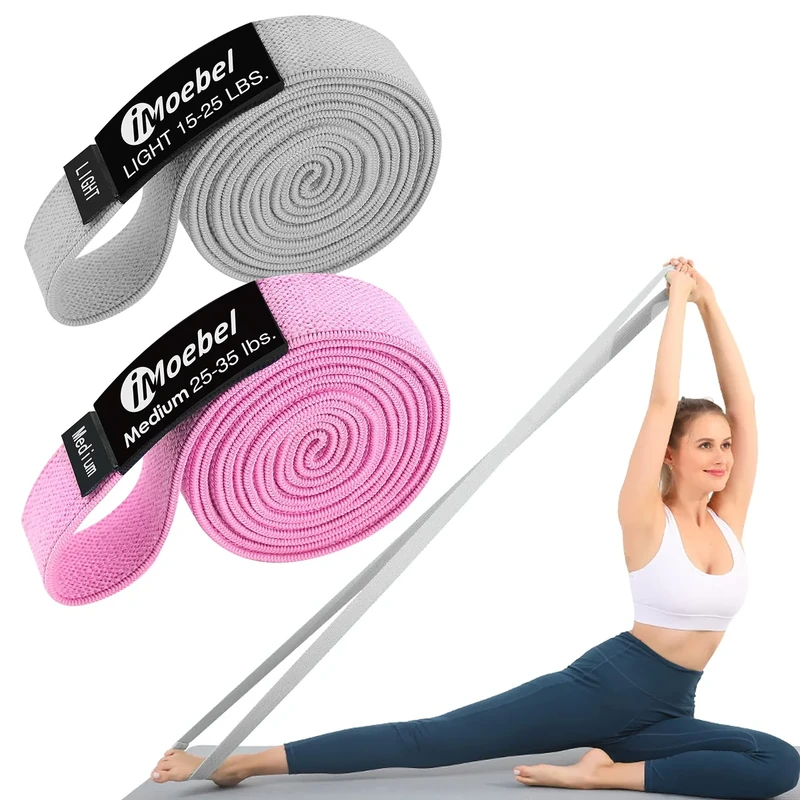 iMoebel Fitnessband 2er-Set Gewebe Resistance Bands - 2 Widerstandsstufen Lange Widerstandsbänder rutschfeste Gymnastikband Klimmzugband für Krafttraining Crossfit Yoga Homeworkout