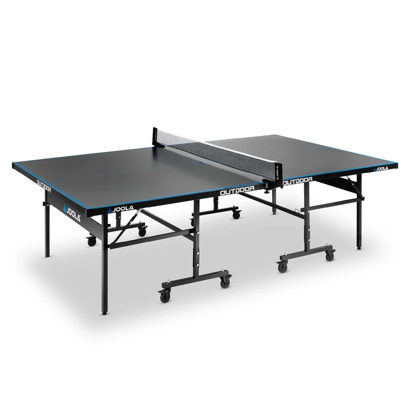 JOOLA Tischtennisplatte Outdoor J200A - Profi Tischtennistisch 6 MM Aluminium-Verbundoberfläche Wetterfest - Klappbares Untergestell – Schneller Aufbau, Grau, 274 x 152,5 x 76 cm